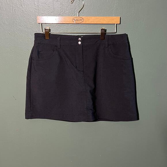 Slazenger Women's Black Faux Denim Skirt with Built-In Spandex Shorts Size 6 - Picture 2 of 8